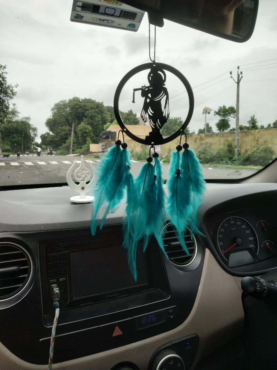 Car Hanging Handmade Hanging Wall Hangings, Home Decor Garden, Car, Outdoor Decorative Showpiece - 22 cm (Fabric, Multicolor).